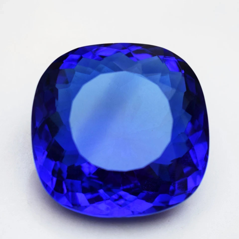 235 Carat Lustrous Blue Tanzanite Cushion Cut Flawless Certified Loose Gemstone