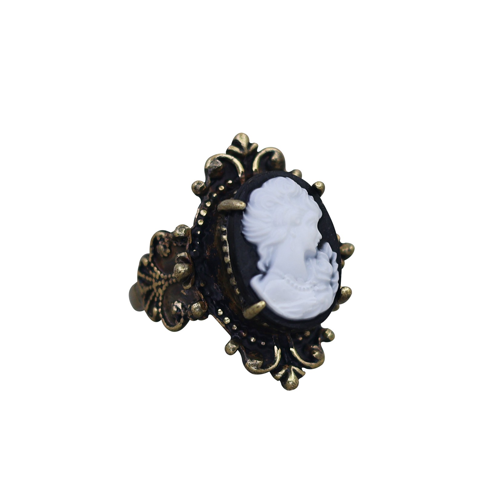 10pcs Vintage Cameo Rings Bulk Antique Bronze Plated Lady Cameo Assorted Jewelry