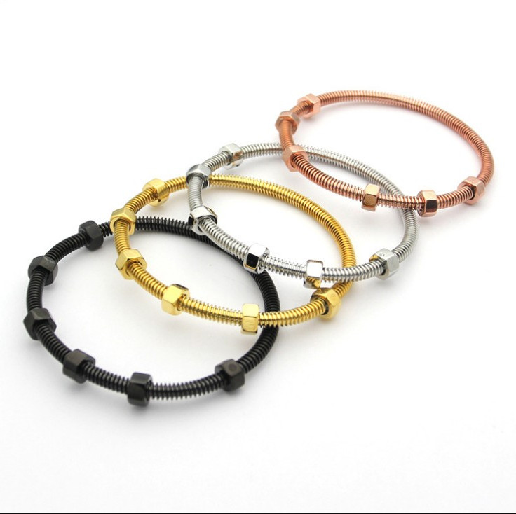 Unisex Men’s Women’s Steel Fashion Love Bolts and Screws Bracelet White Gold