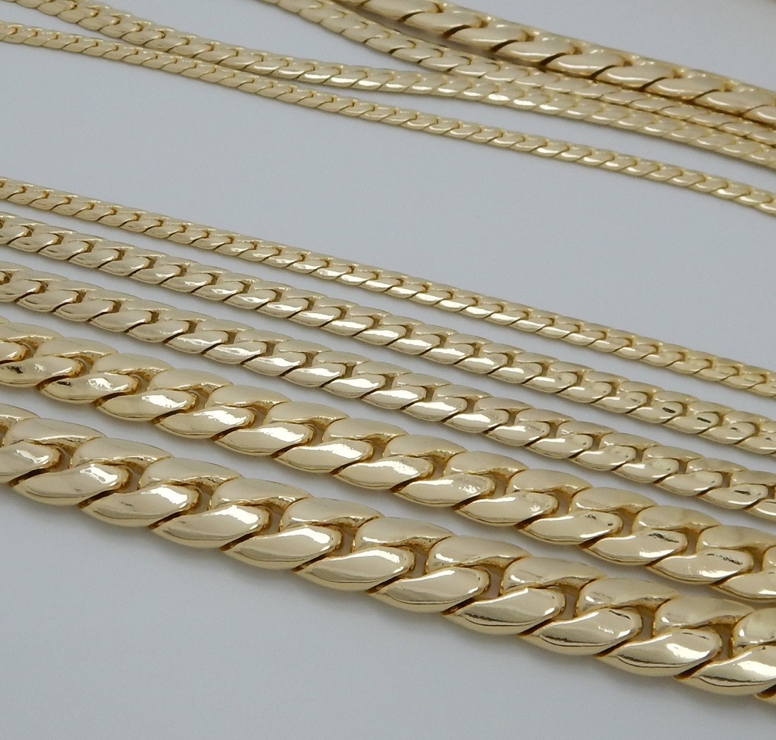 Mens Miami Cuban link Chain 8″ 9″ 20″ 22″ 24″ 26″ 30″ inch 14K Gold Plated