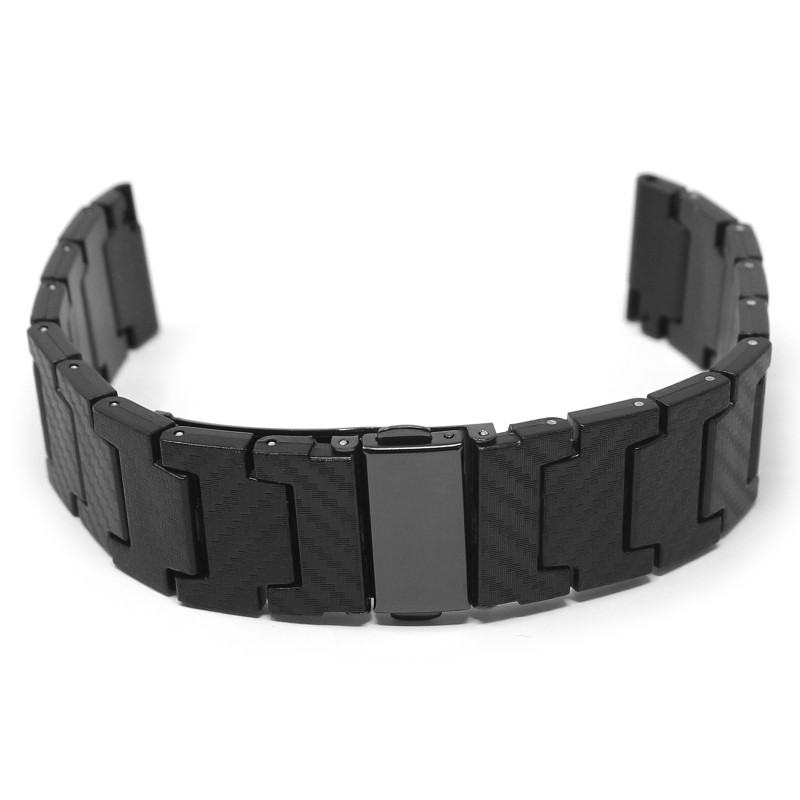 StrapsCo Black Composite Carbon Fiber Style Watch Band Quick Release 20mm 22mm