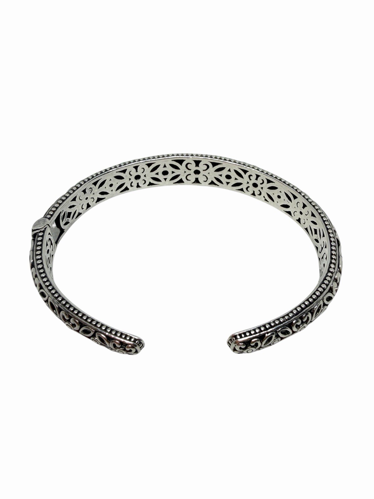Angela By John Hardy Sterling Silver 14Kt Gold Floral Hinged Cuff Bracelet