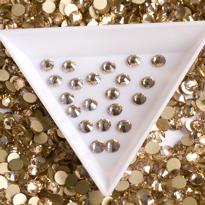 Golden Shadow Non Hotfix Rhinestone Glass Gold Crystals for Nail Art Decorations