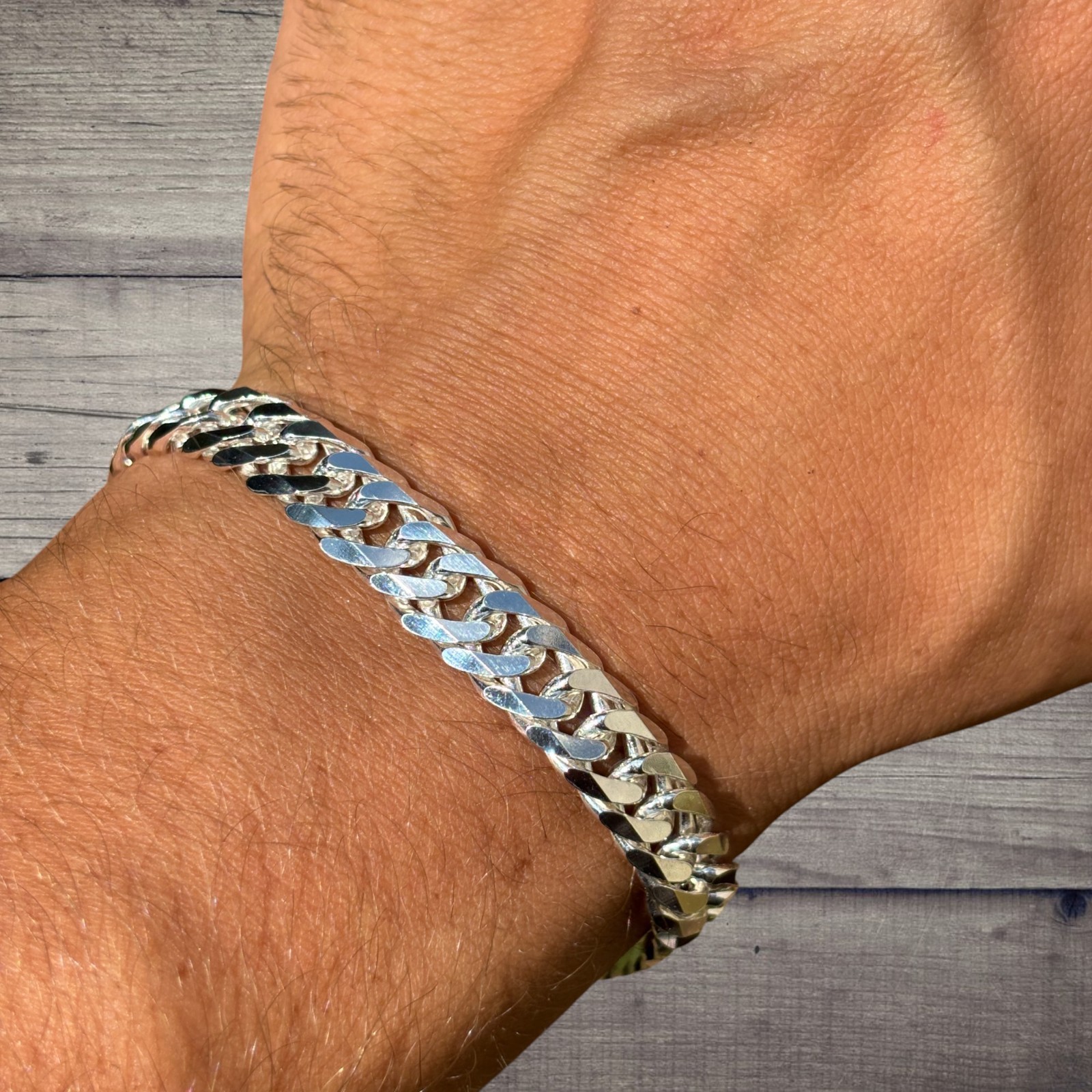10mm Double Curb Link Bracelet – Real Solid 925 Sterling Silver MADE IN ITALY