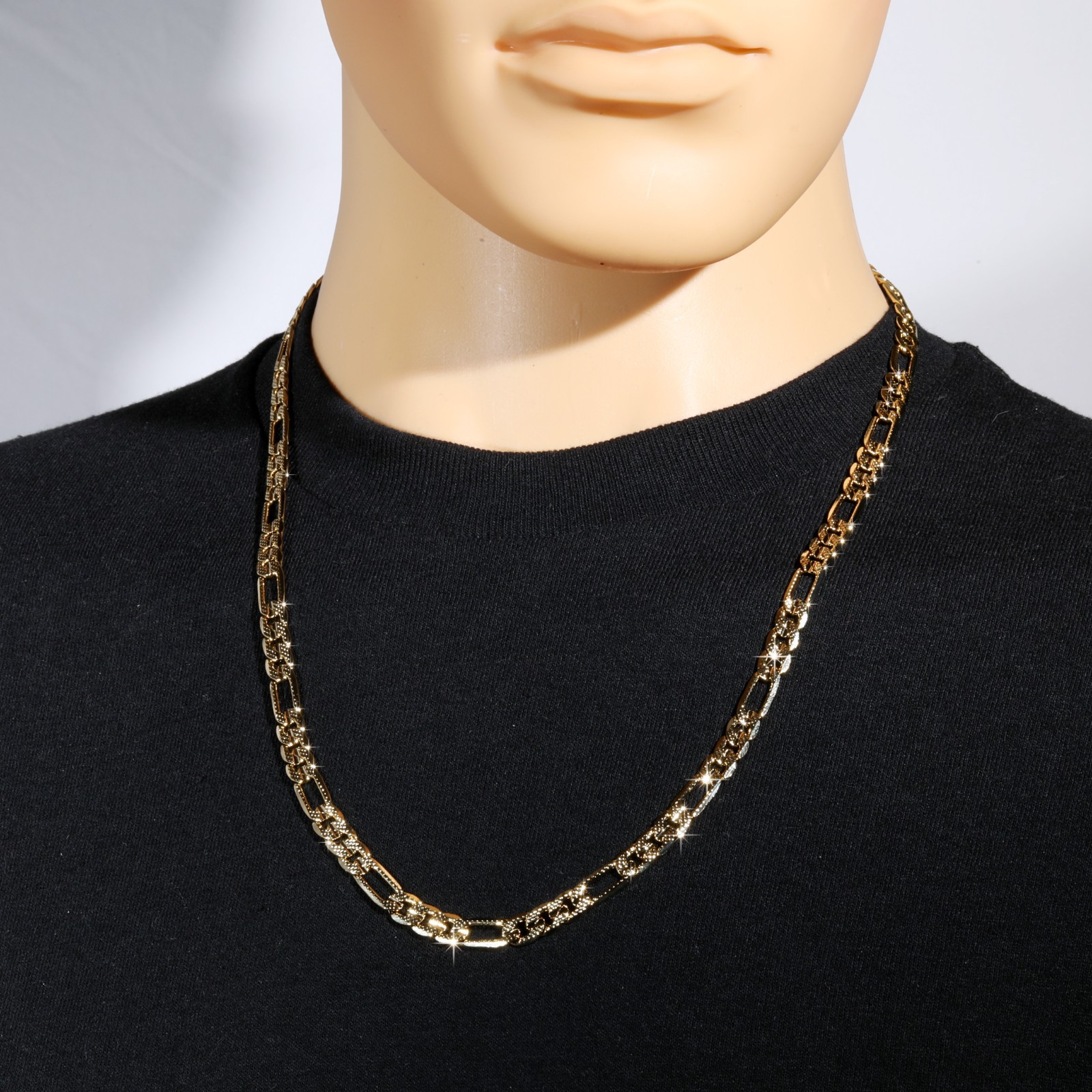 Frost Italy Figaro Chain 18K Gold Plated 7mm 24″ Hip Hop Fashion For Men & Women