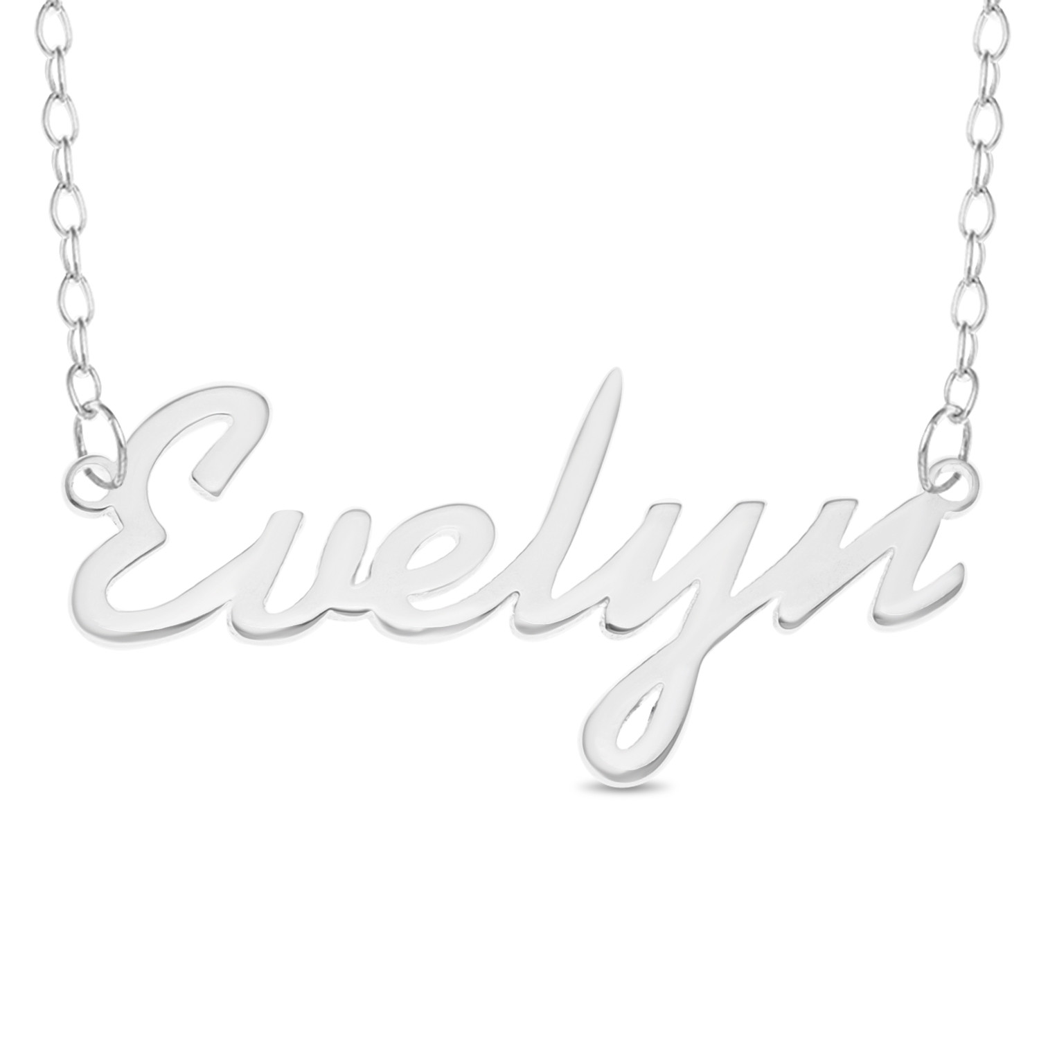 Evelyn Name Plate Necklace Pendent Sterling Silver female Personalized Custom