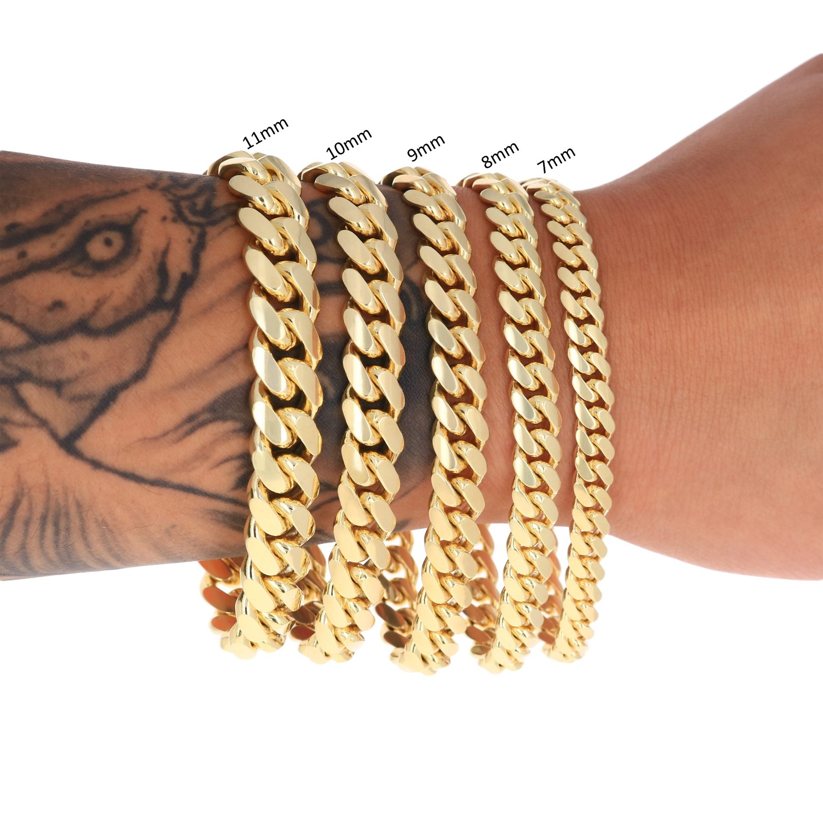 18K Yellow Gold Solid 2.7mm-7mm Miami Cuban Link Chain Necklace Bracelet 7″-30″