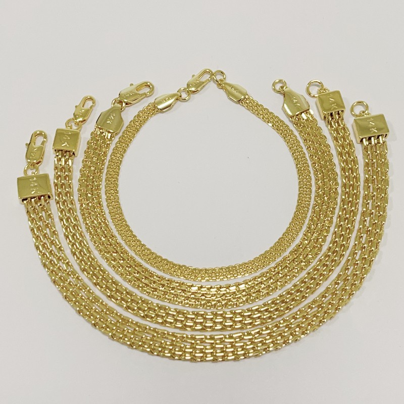 14k Yellow Gold 7″-8.5″ 8mm 6mm 4.7mm Bismark Link Chain Anklet Bracelet