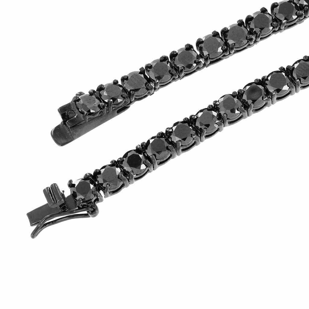 Solitaire 5MM Tennis Bracelet Necklace Black Finish Cubic Zirconia All Sizes