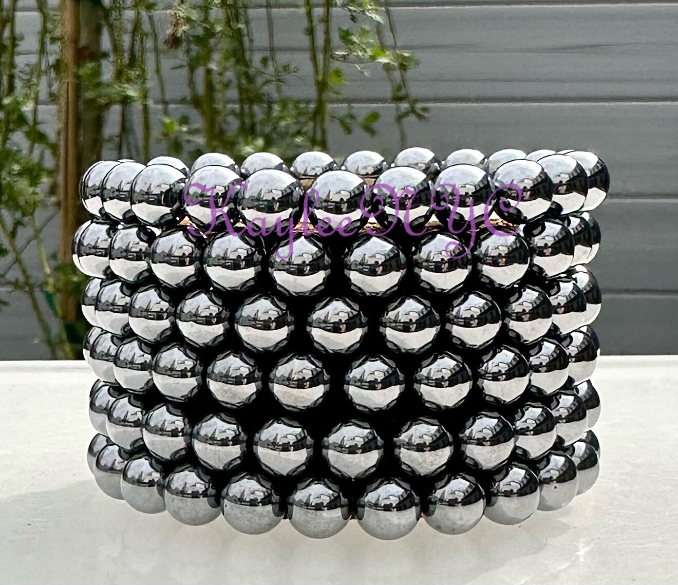 Wholesale 6 Pcs Terahertz 8mm 7.5” Crystal Stretch Bracelet