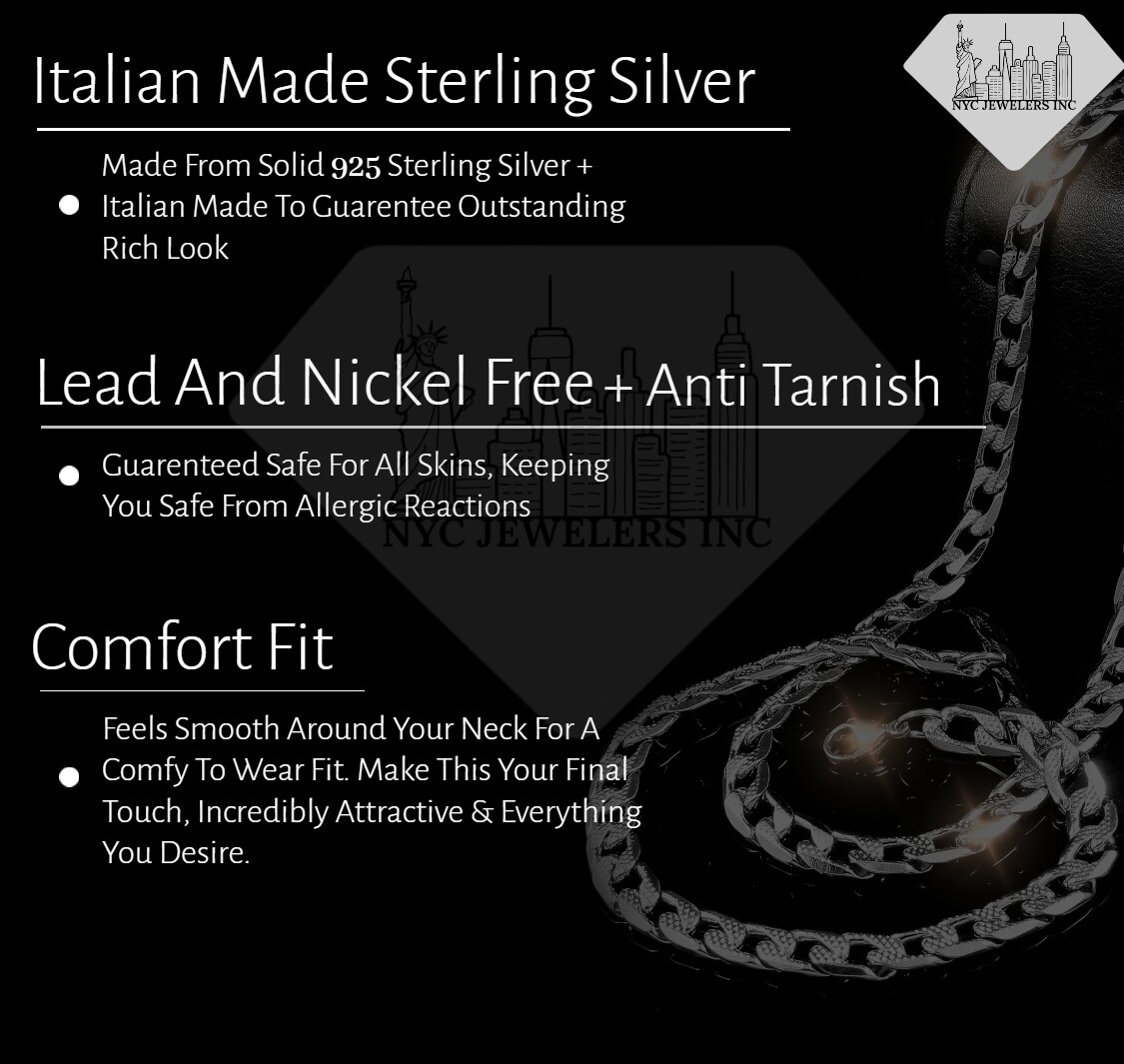 Italian Solid Sterling Silver Figaro Link Chain Necklace 925 Silver Chain UNISEX