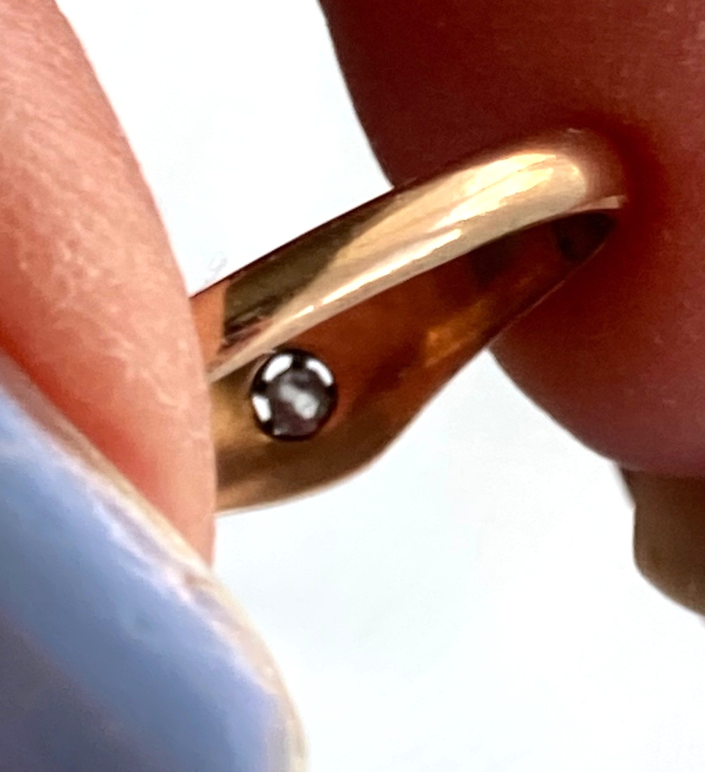 Antique Belcher 10K Rose Gold Old Mine Cut Diamond RING, Size 6.5, 1.6 Grams