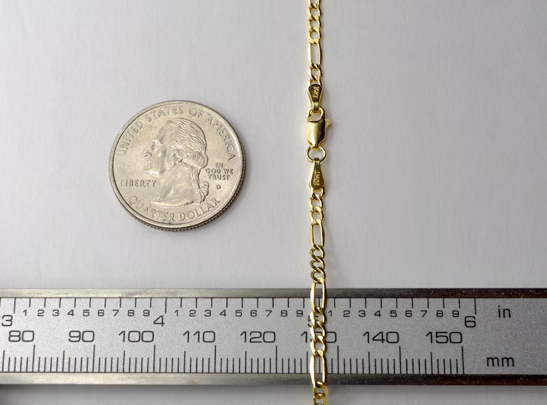 10K Yellow Gold Hollow Figaro Bracelet Real Gold Chain Unisex Jewelry 2mm-6.5mm