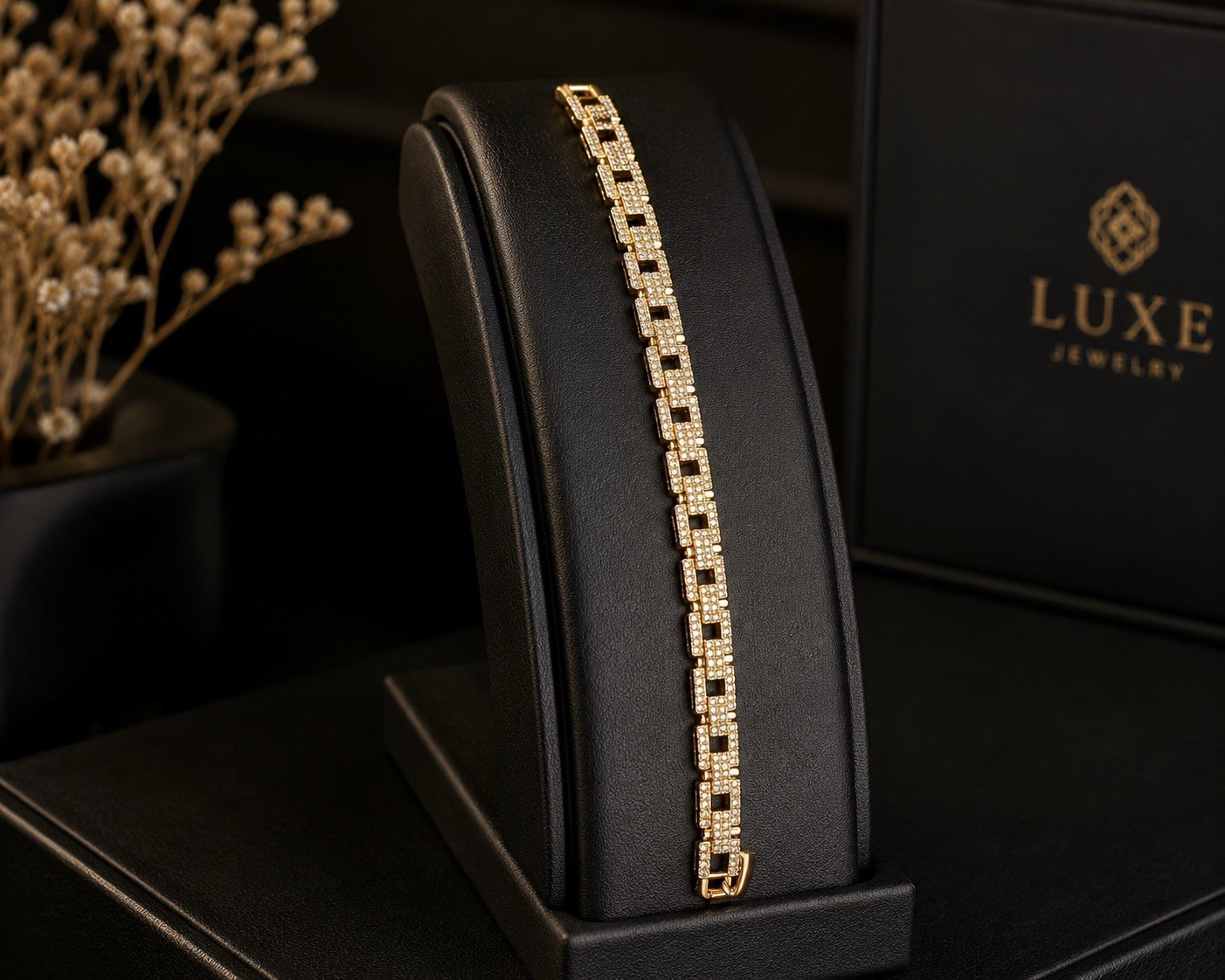 Elegant None tarnished none fade Gold Tone Tennis Bracelet Round Clear zircon