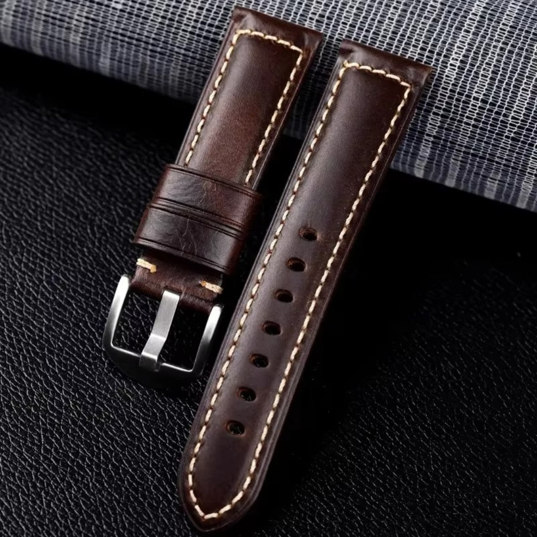 High-grade Italian Vintage Oil-waxed Genuine Leather Watch Band 20/22/24/26mm