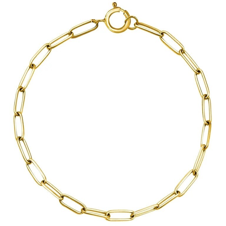 Real Genuine Solid 1/20 14K Yellow Gold Paperclip Bracelet 2 mm 7 Inch Women Men