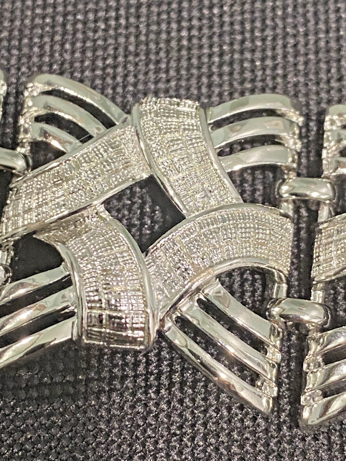 Vintage Signed Pegasus Coro Rhodium Plated Panel Link Bracelet Pristine
