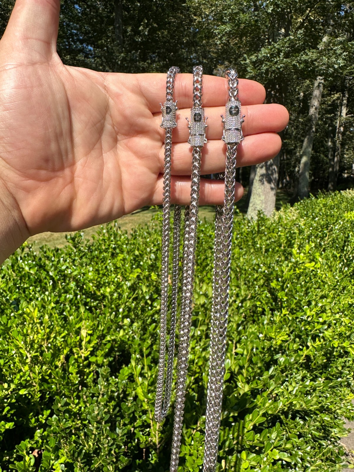 Iced MOISSANITE Clasp 925 Silver Stainless Steel Franco Chain Necklace Bracelet