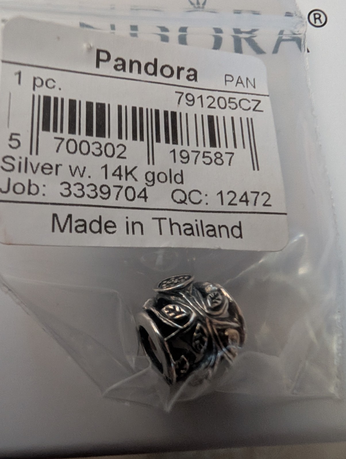Pandora Two Tone Silver & 14k Gold Family Tree Charm 791205CZ