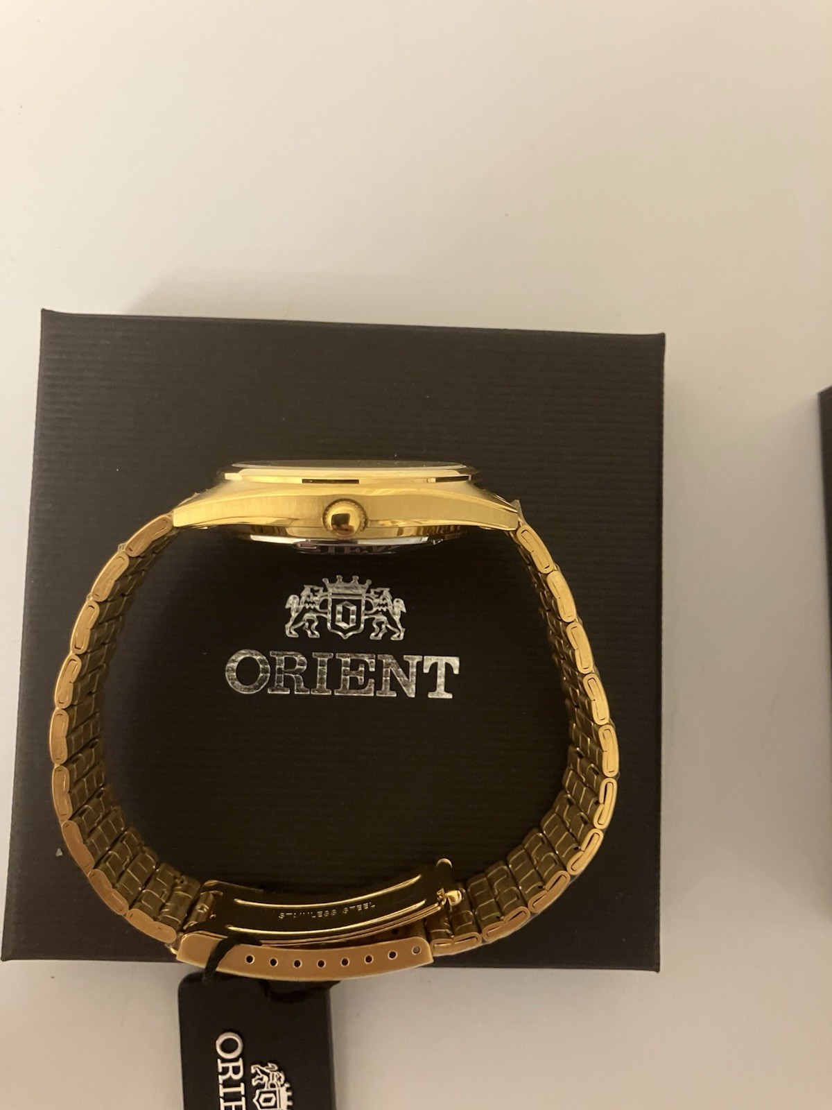 Orient Automatic TriStar Day-Date, New In Box, Champagne Gold Tone