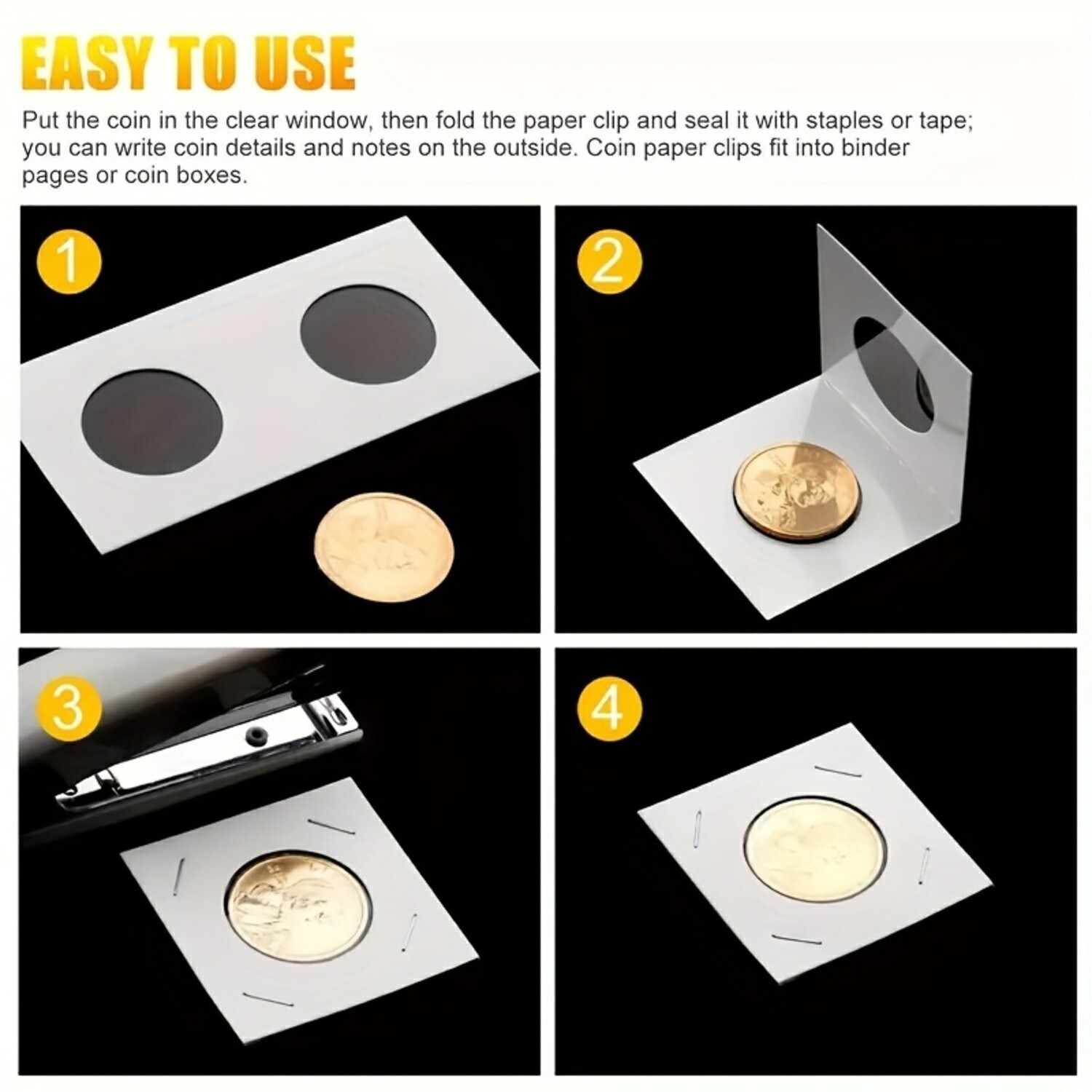 200PCS Assorted Coin Holders 2X2 Cardboard Mylar Flips Include 4 Sizes New