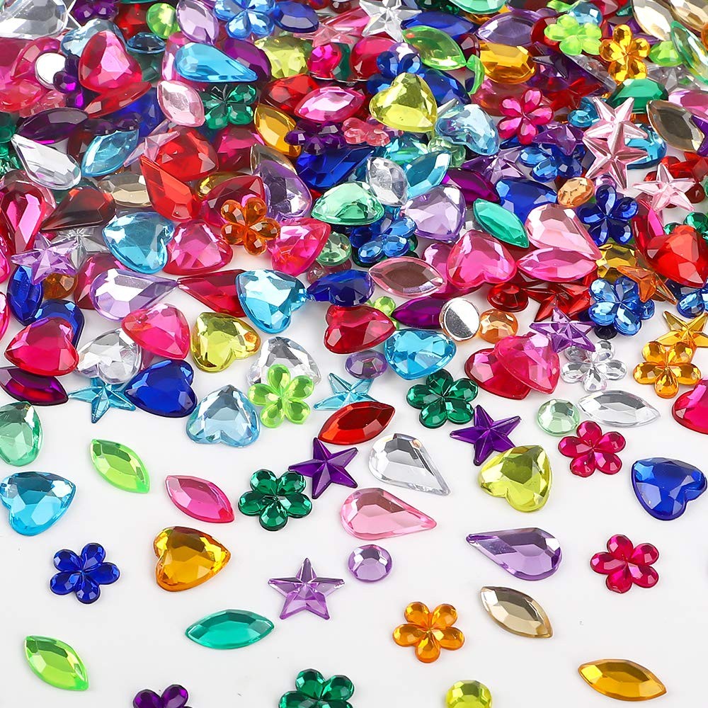 600pcs Gems Jewels for Crafts, Acrylic Flatback Rhinestones for Halloween Pir…