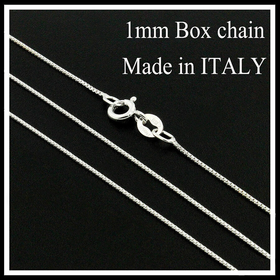Solid 925 Sterling Silver 1mm Italian Box Chain Necklace 16″-30″ For Men & Women