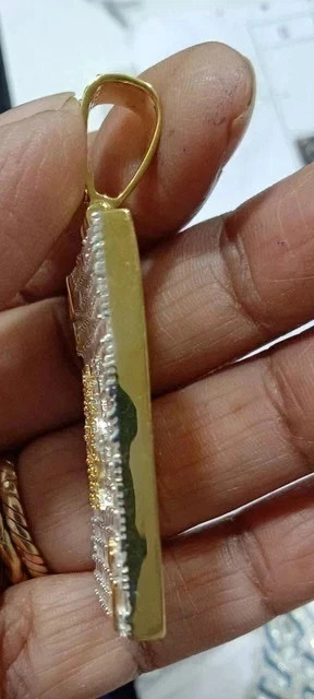 2.80Ct Baguette Lab Created Diamond Poker Card Pendant 14K Yellow Gold Plated