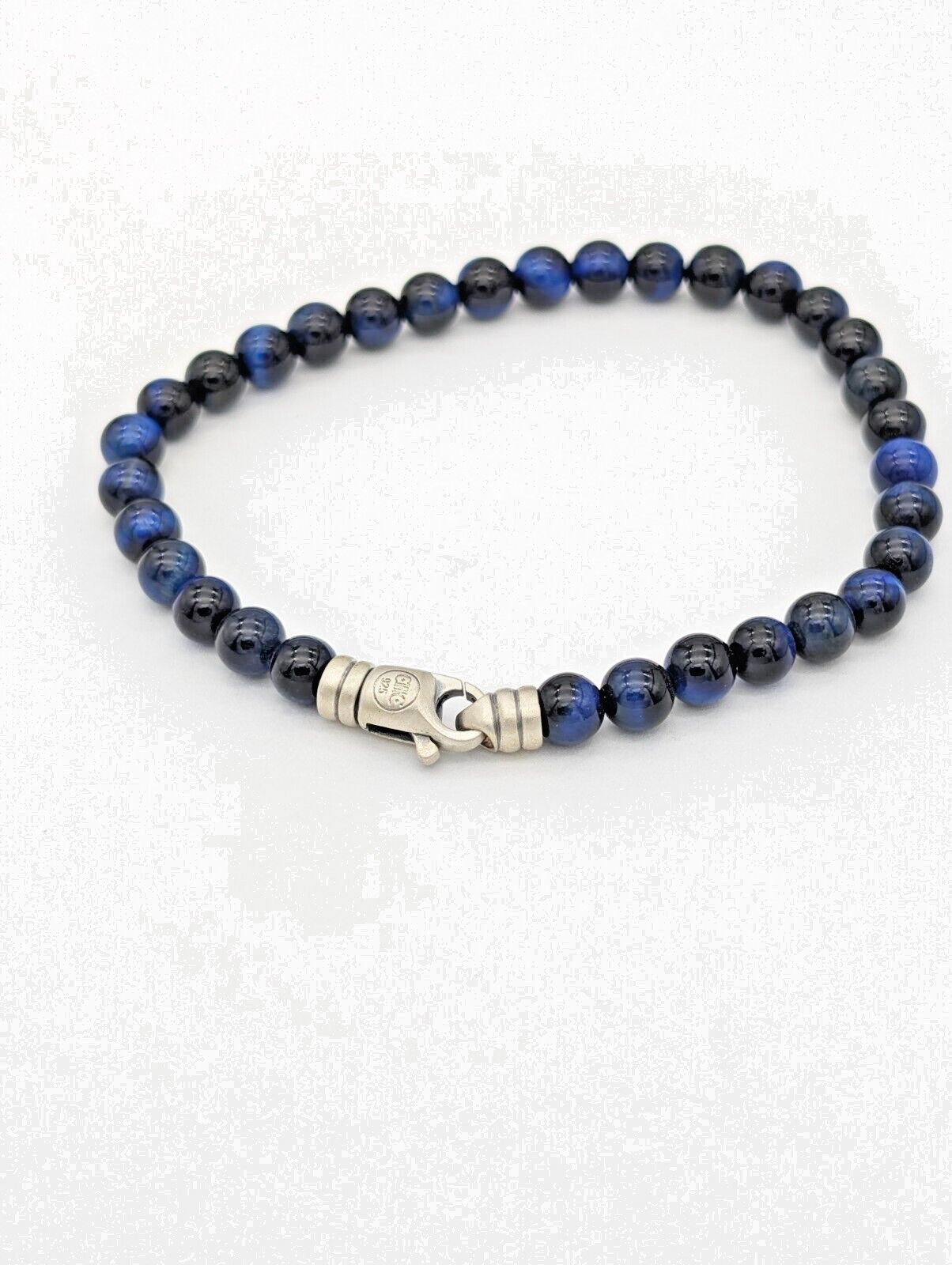 Handmade 925 Silver Blue Tiger’s Eye Bead Bracelet 6mm – Focus & Protection