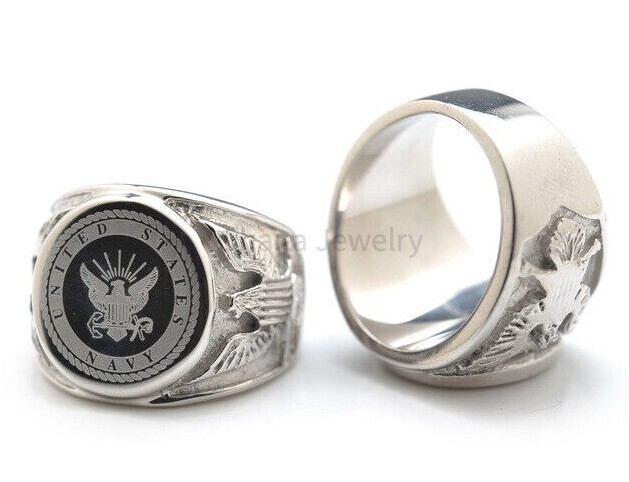 316L Stainless Steel U.S. American Military Rings – Navy Marines Army Air Force