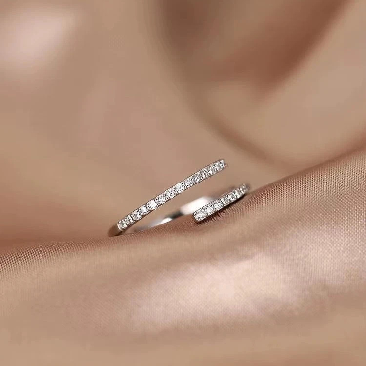 Fine 925 Sterling Silver Adjustable CZ Open Wrap Daily Wear Ring for Girls