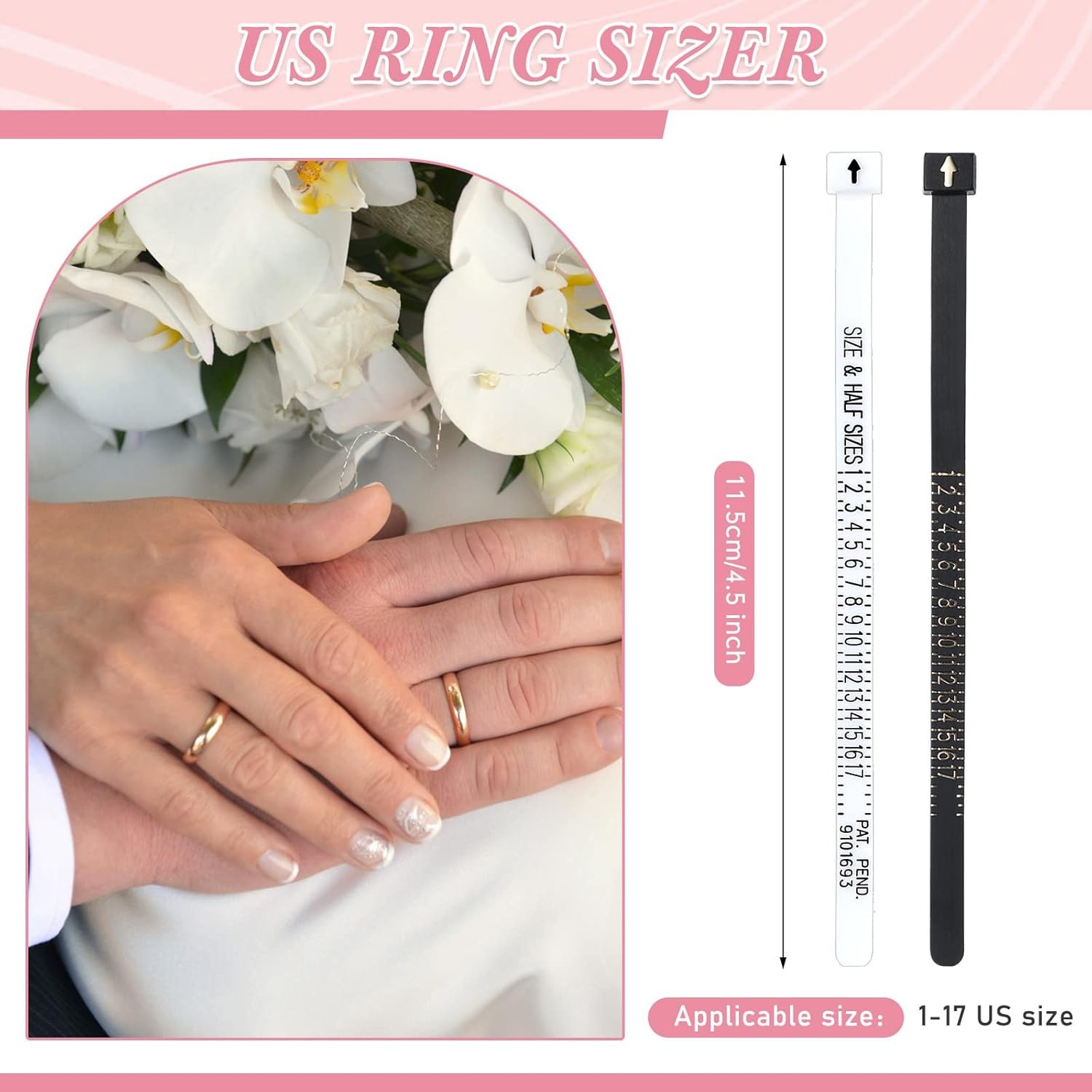 2PCS Ring Sizer Measure Tool Gauge Plastic Finger Sizing Finder Reusable 1-17