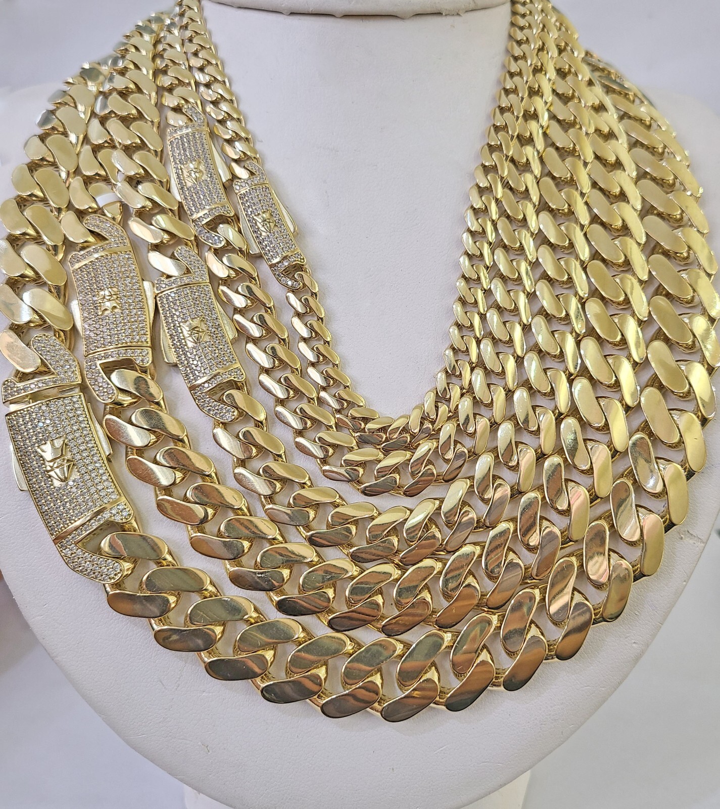Real 10k Cuban Monaco Chain Necklace Gold Link Royal 7mm-15mm 20″-26″