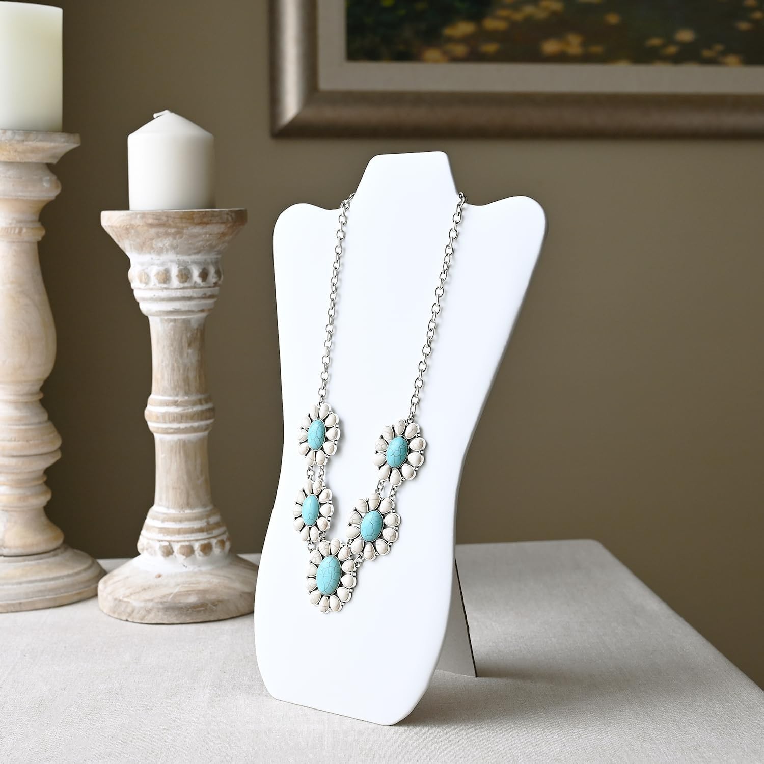 Portable 6-Piece Jewelry Display Stand Set with Folding Easels – Modern and Chic