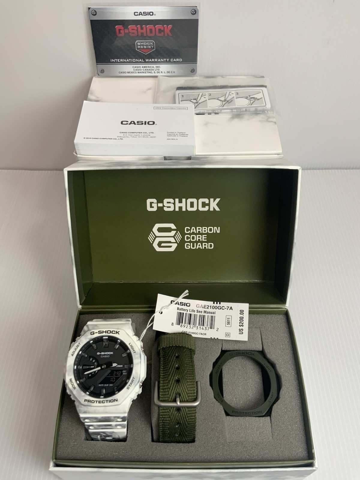 Casio G-Shock GAE-2100GC-7ACRc Snow Camo White + Green Exchangeable Special Set