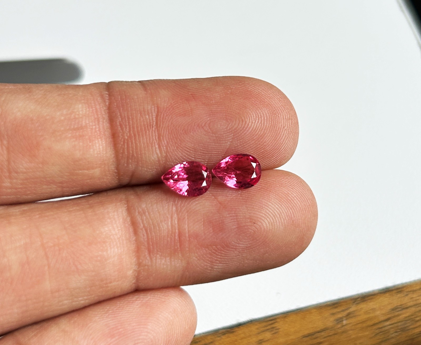 7×5 mm Pear Natural Pink Tourmaline Earring Pair matching stones pair Unheated