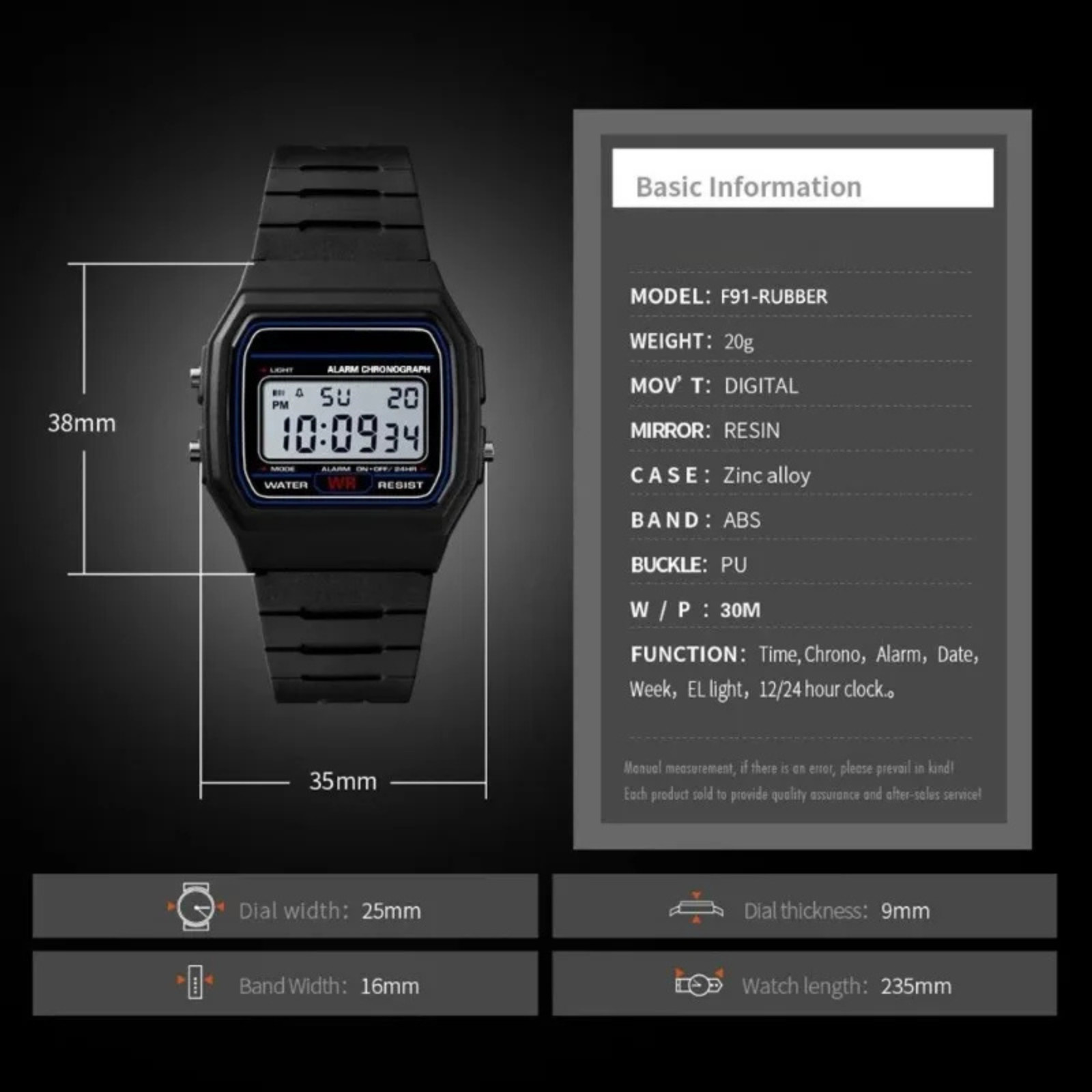 F 91W Classic Digital Resin Strap Watch Stopwatch Chronograph Sport Unisex Men