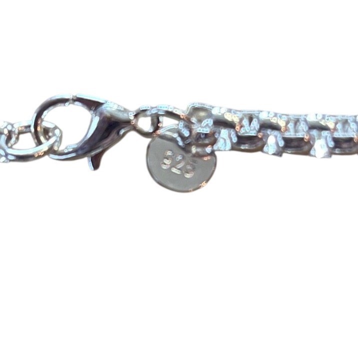Silver Tone Round Box Popcorn Link Chain Necklace High Polish Finish