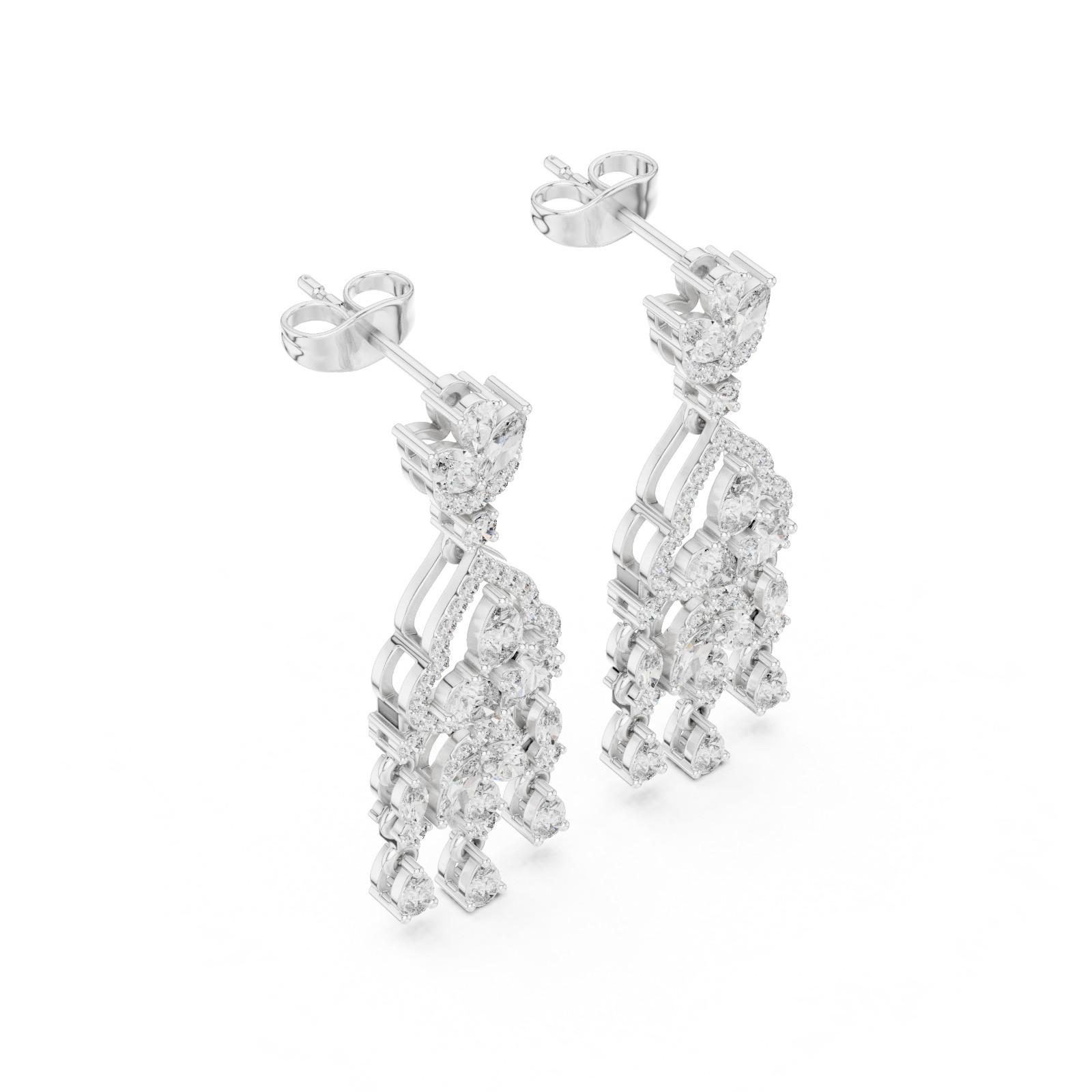 Natural Certified VVS1 Diamond Women Proposal Dangle Earrings 14k Gold Over