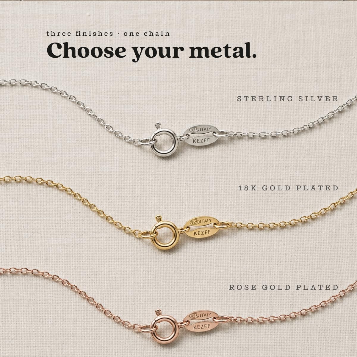 KEZEF 18K Gold Plated 925 Sterling Silver Box Chain Necklace for Women, 1mm T…