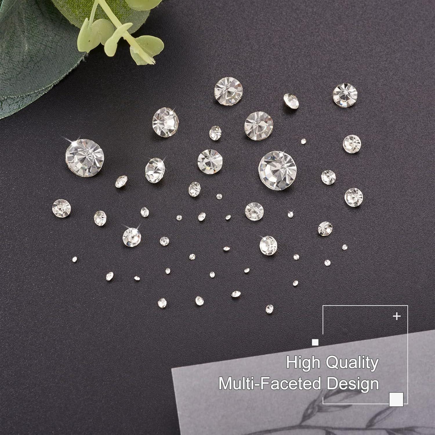 2600Pcs Faceted Glass Rhinestone 7 Sizes Pointed Back Crystal Diamante Gems Face