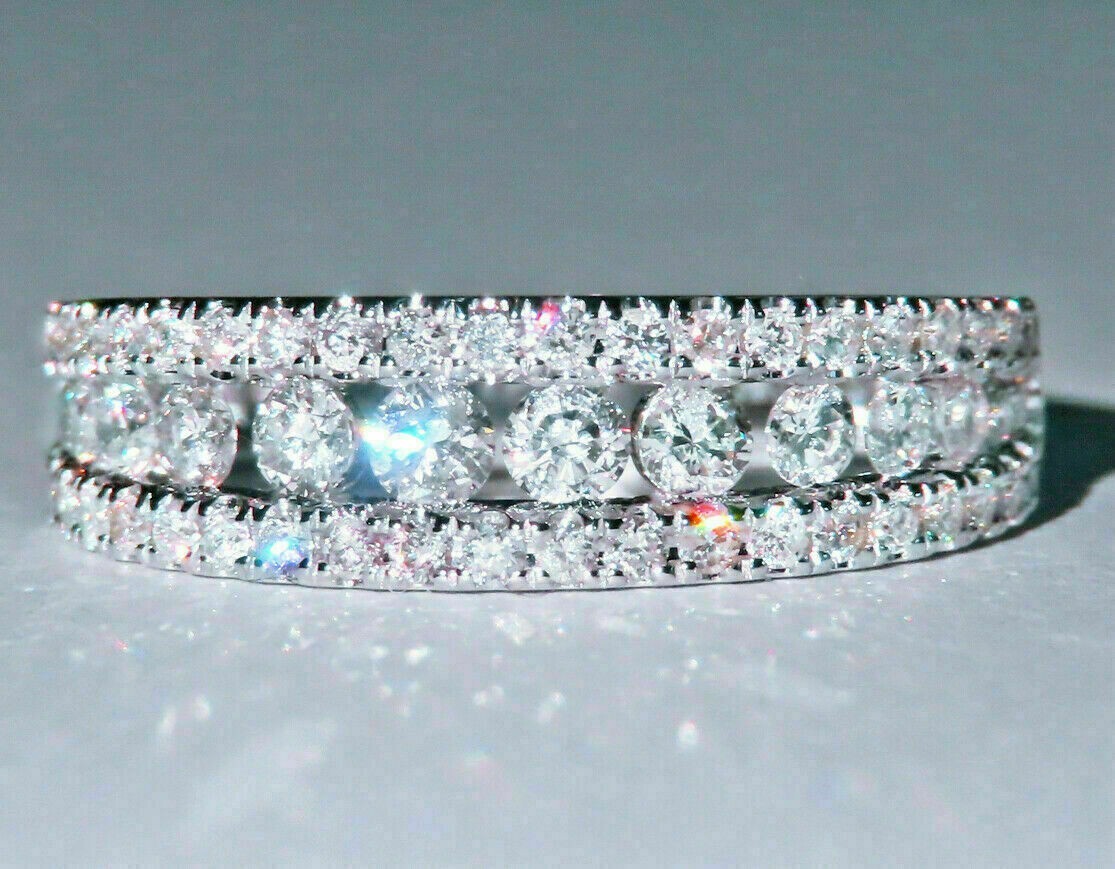 Anniversary Ring 3.50Ct Round Cut Diamond 14k White Gold Wedding Band Size 7.5