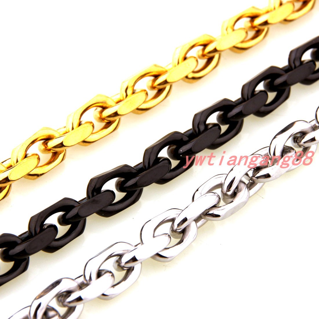 8mm Mens Chain Silver Gold Black Cable Rolo Stainless Steel Necklace Bracelet