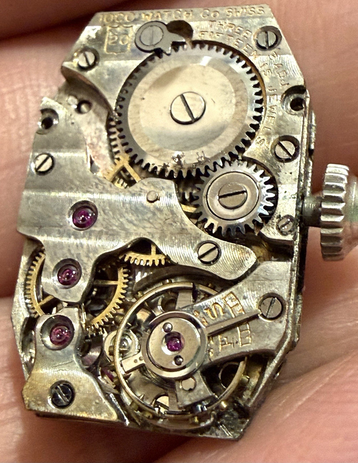 1920’s LADY IOCO 14K WHITE GOLD & SAPPHIRE WATCH W/ ORIGINAL 1/20 GF BAND -RARE!