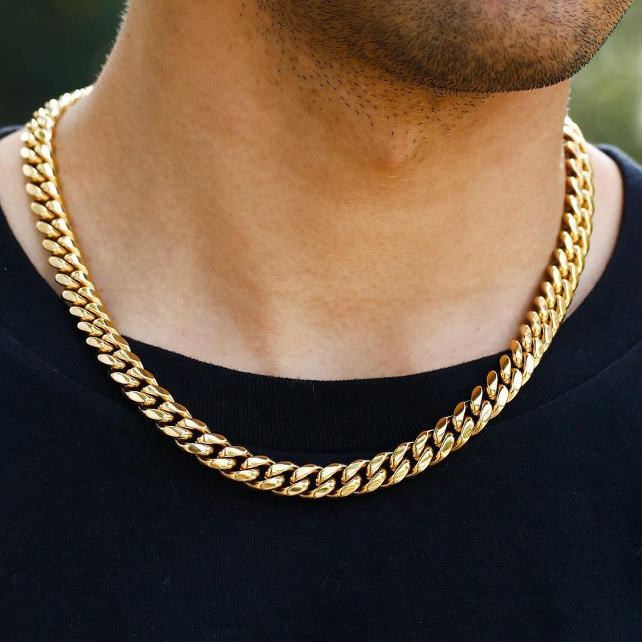 Men’s Miami Cuban Link Bracelet Chain 14K/18K Gold Plated Stainless Steel 4-14MM