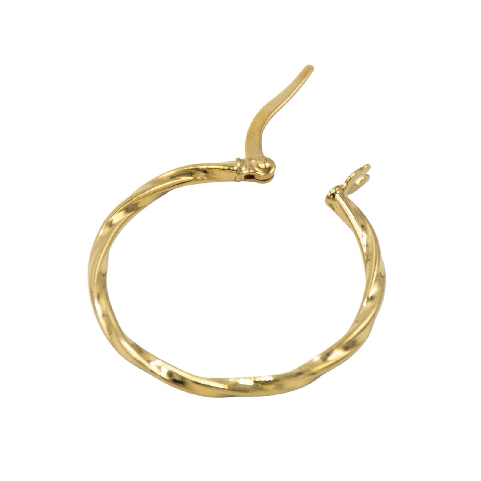 14k yellow gold Twist Round Hoop woman Earrings gift A64