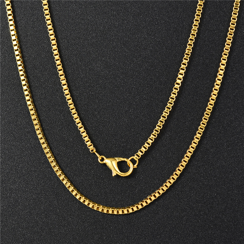 1.5-3mm Stainless Steel 18K Gold Plated Women Men Box Chain Necklace 16-24”