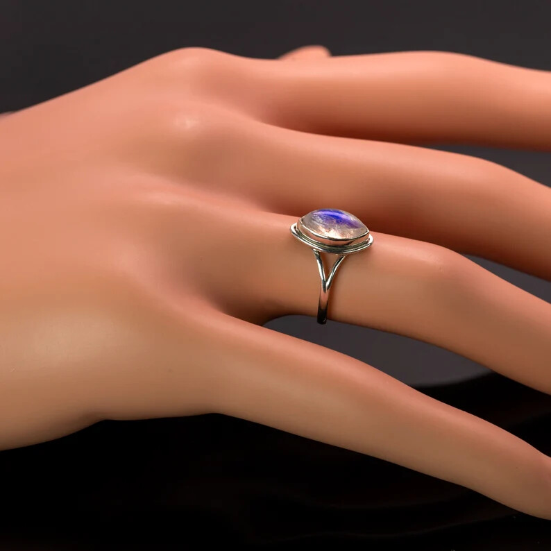 Moonstone 925 Sterling Silver Band &Statement Ring Handmade Ring All size-b-26