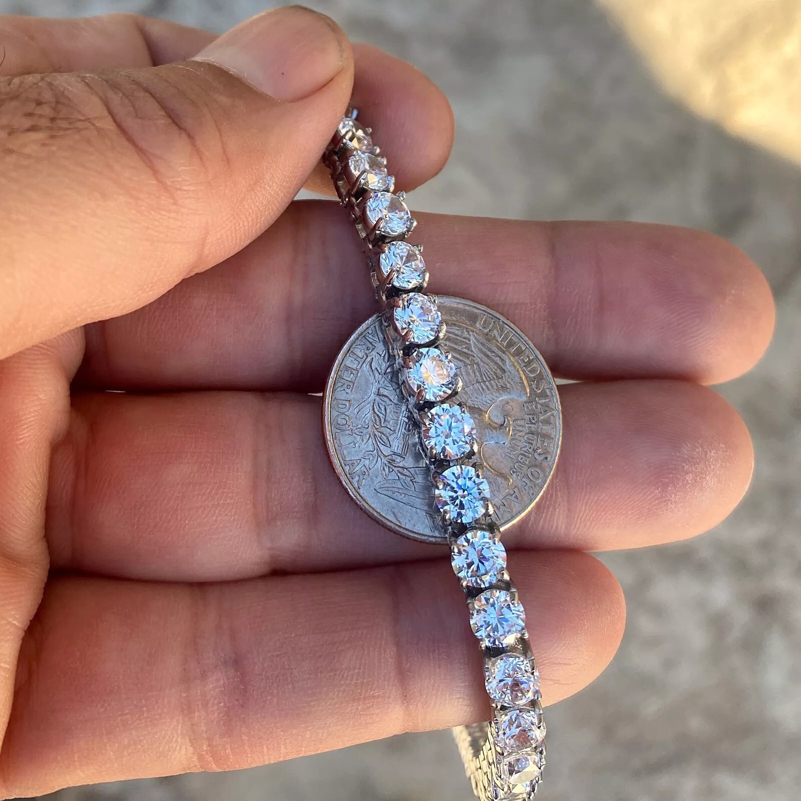 Mens Tennis Chain Necklace 100% Stainless Steel Cubic Zirconia Chain Bracelet