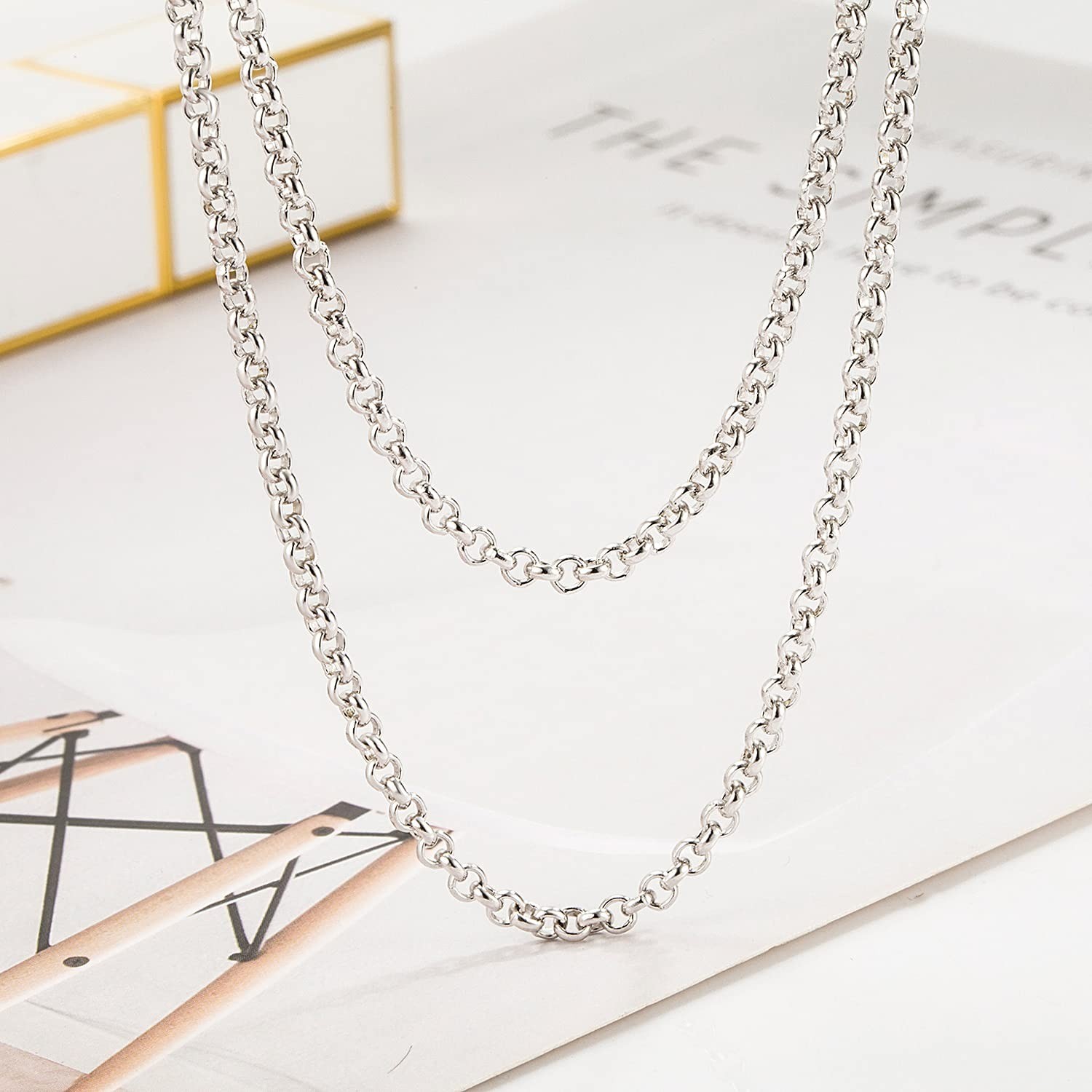 925 Sterling Silver Chain Necklace 3mm Adjustable 18-28 in Dankadi